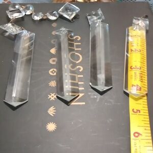 COPY - 4 hexagonal 4.5 by 1 inch chandelier lead crystal pieces.